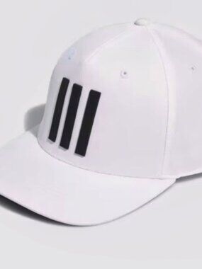 Adidas Lightweight White Tour Golf Cap with Black 3-Stripe Accent